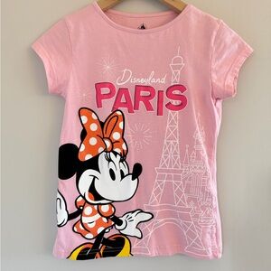 Disneyland Paris Girls Size 11/12 Minnie Mouse Eiffel‎ Tower Short Sleeve Shirt